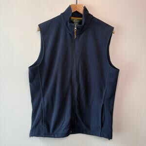 Woolrich Men's Full Zip Fleece Vest Deep Indigo Navy Blue Size Large